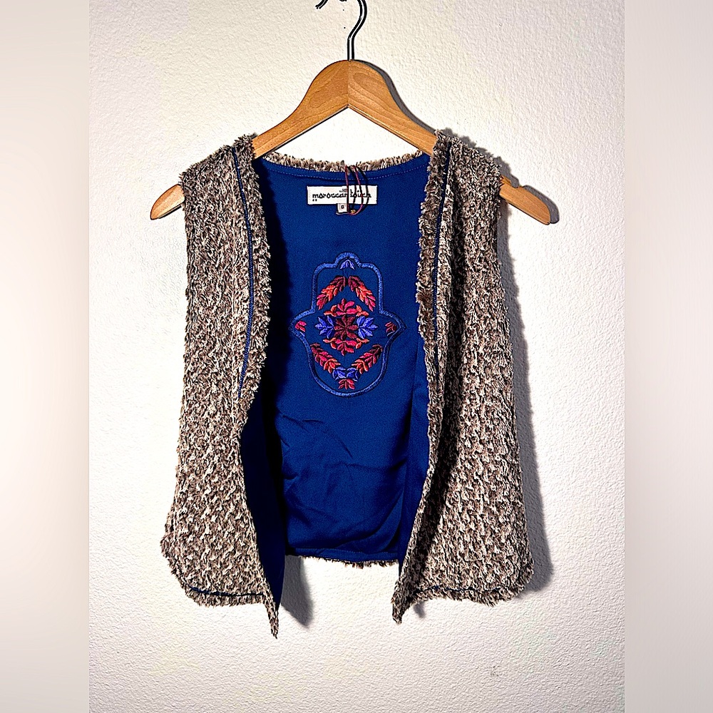 Embroidered Moroccan Touch Khamsa Vest Size S